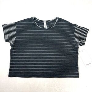 Lululemon Women's Cates Tee Gray Striped Pima Cotton Relaxed Fit NWT Sz 6